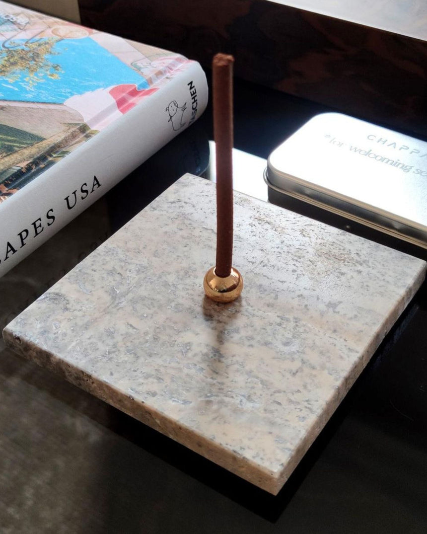 Silver Travertine Stick Incense Burner