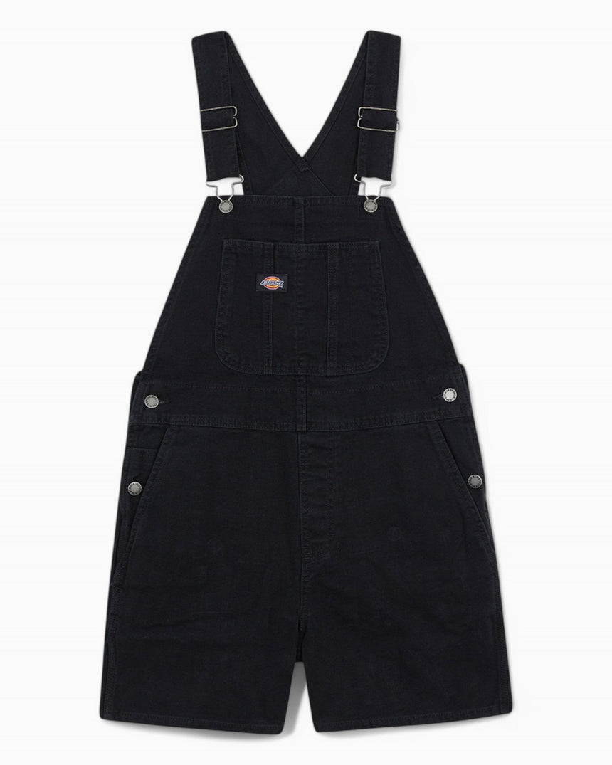 Dickies Duck Canvas Short Bib Kadın Tulum Stone Washed Black