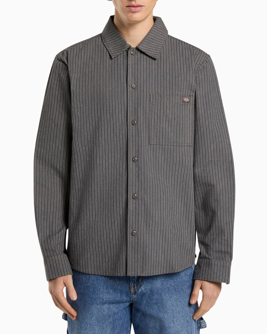 Dickies Lima Pinstripe Erkek Gömlek Charcoal