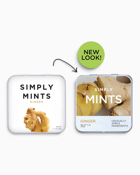 vitruta Simply Mints zencefilli nane kutusu, yeni ve eski ambalaj tasarımı karşılaştırması