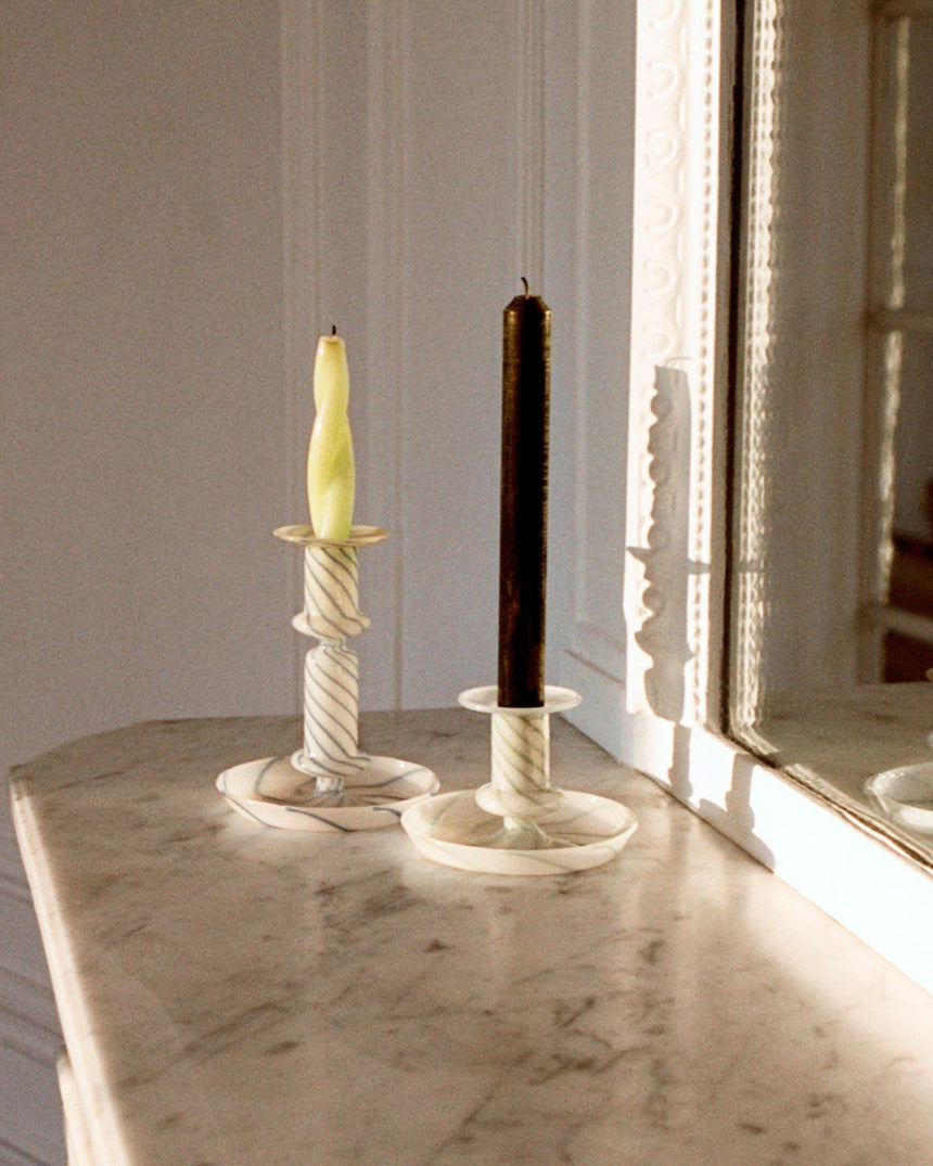 Flare Stripe Milk Candleholder Small