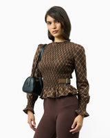 Check Ruched Women's Top