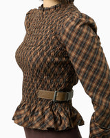 Check Ruched Women's Top