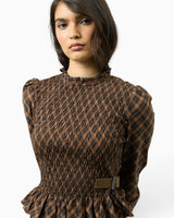 Check Ruched Women's Top