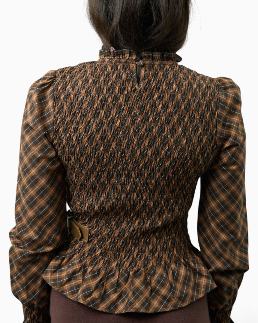 Check Ruched Women's Top