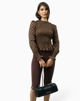Check Ruched Women's Top