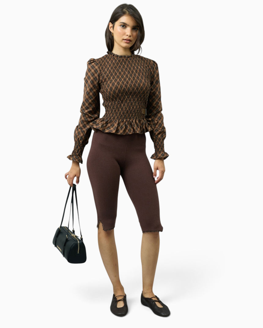 Check Ruched Women's Top