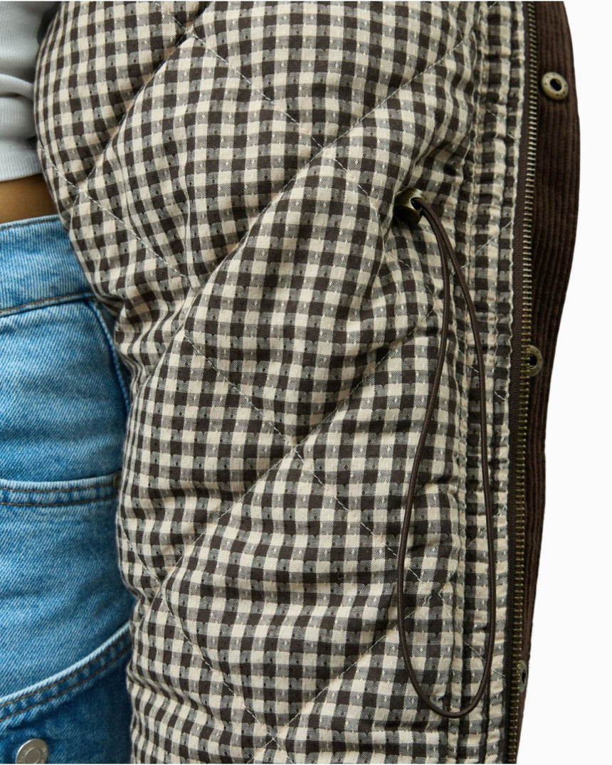 Corduroy Funnel Neck Women's Jacket