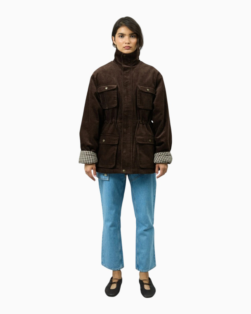 Corduroy Funnel Neck Women's Jacket
