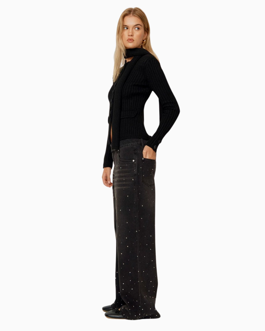 Crystallised Wide Leg Denim