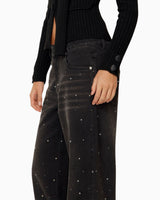 Crystallised Wide Leg Denim