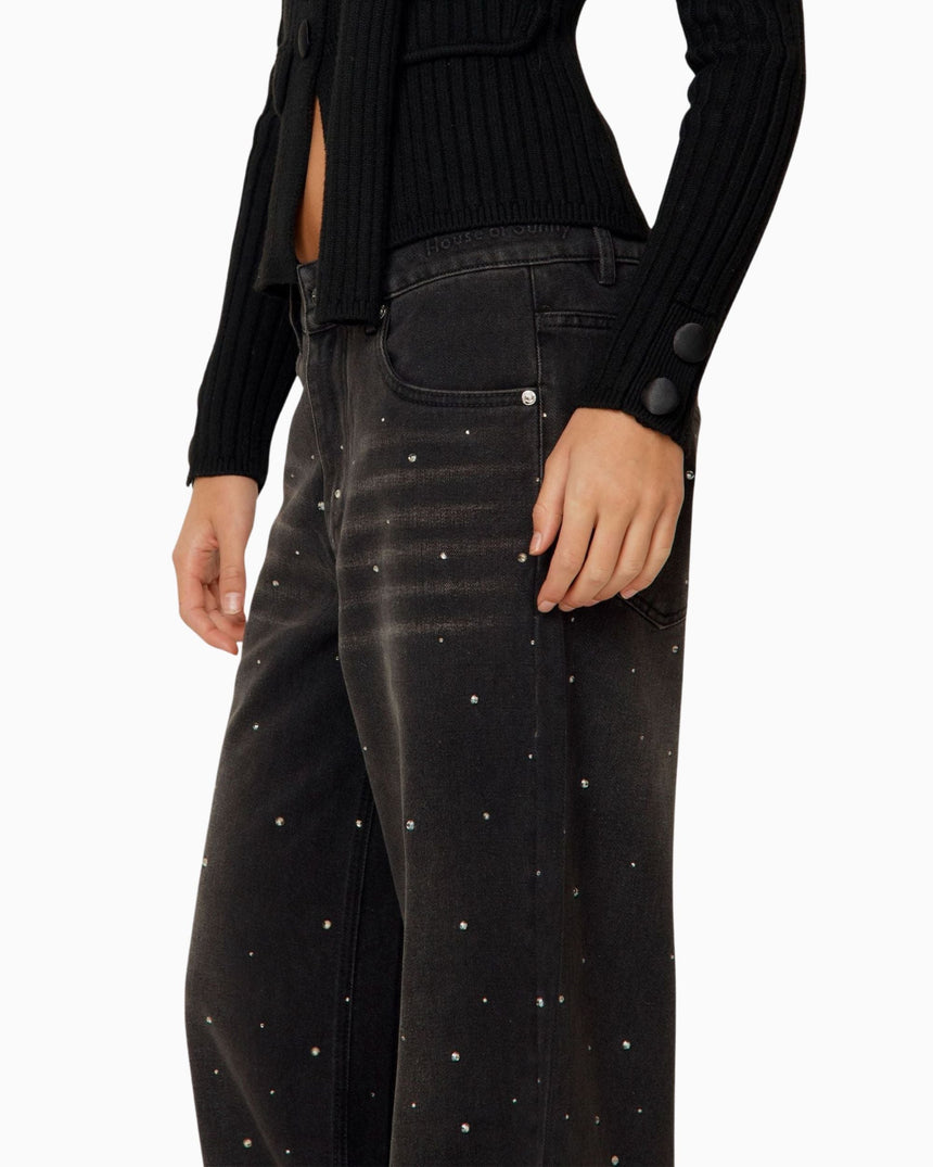 Crystallised Wide Leg Denim