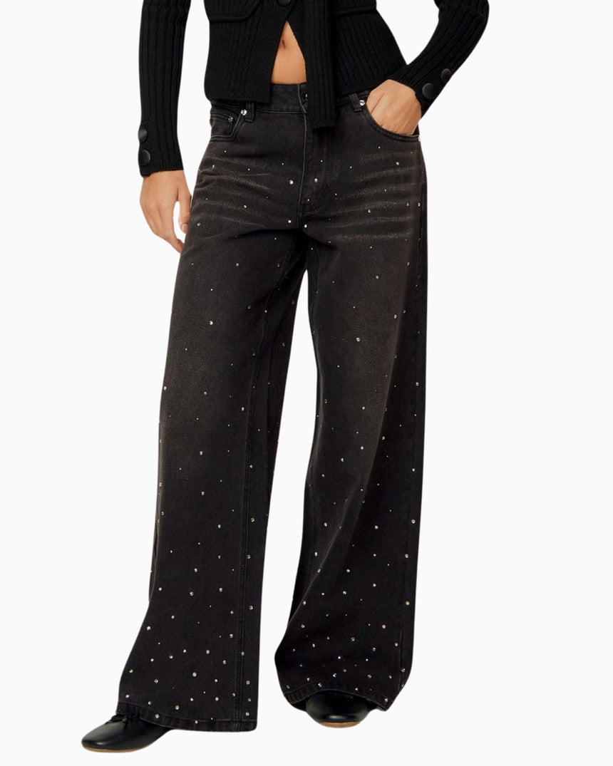 Crystallised Wide Leg Denim