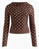 Double Layer Polka Dot Mesh Long Sleeve Women's Top