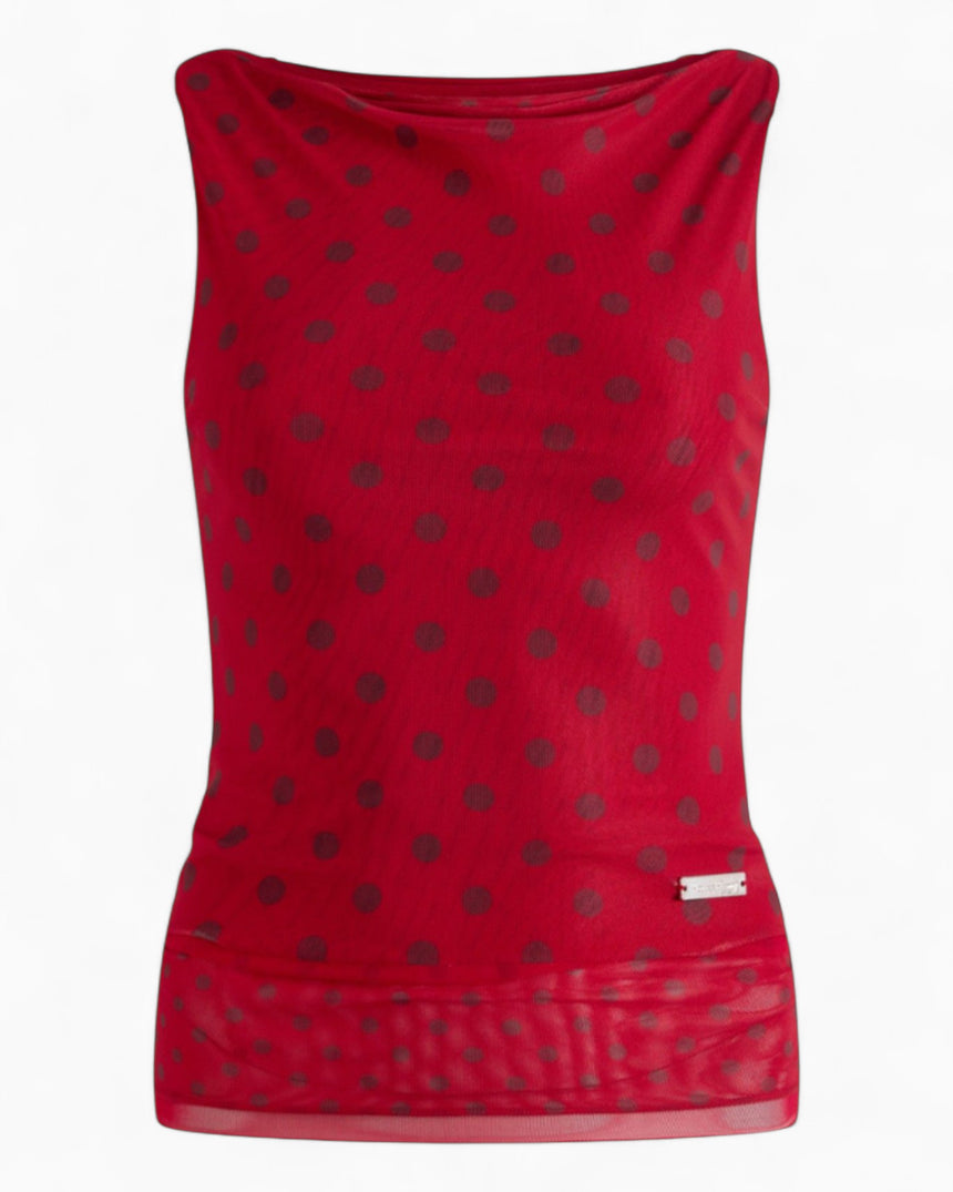 Double Layer Polka Dot Mesh Women's Top