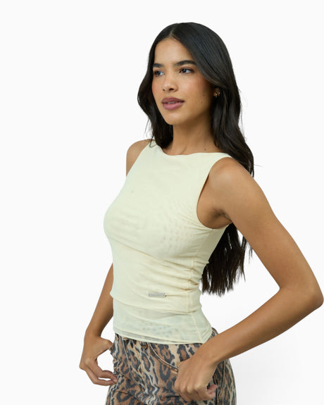 Double Layer Sleeveless Mesh Women's Top