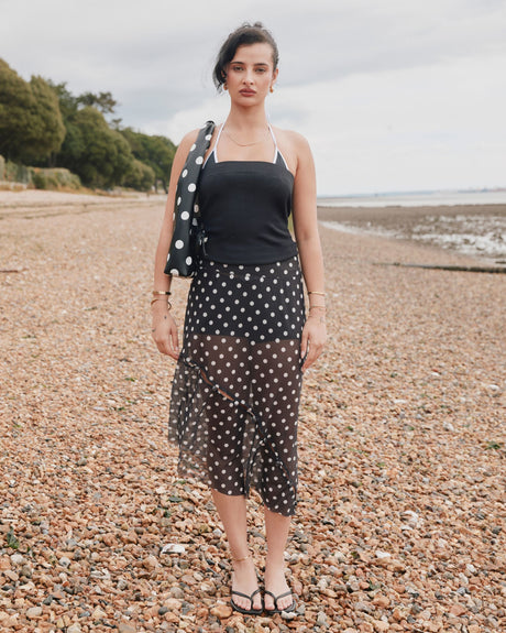 Polka Dot Mesh Printed Women's Skirt