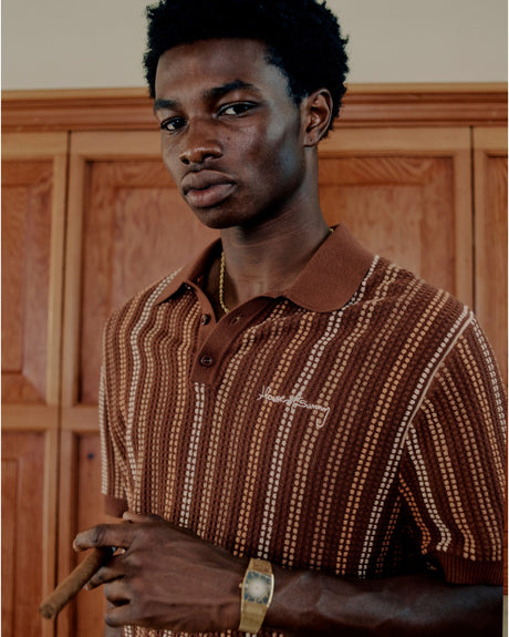 Stripe Knitted Men's Polo