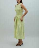 Striped Ruched Mesh Women's Dress