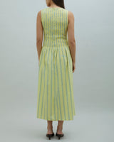 Striped Ruched Mesh Women's Dress