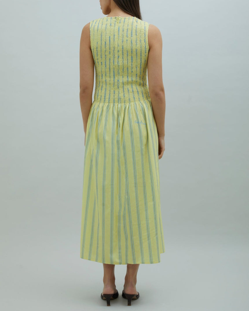 Striped Ruched Mesh Women's Dress