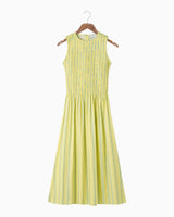Striped Ruched Mesh Women's Dress