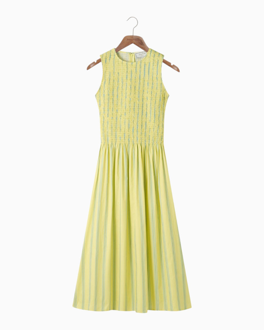 Striped Ruched Mesh Women's Dress