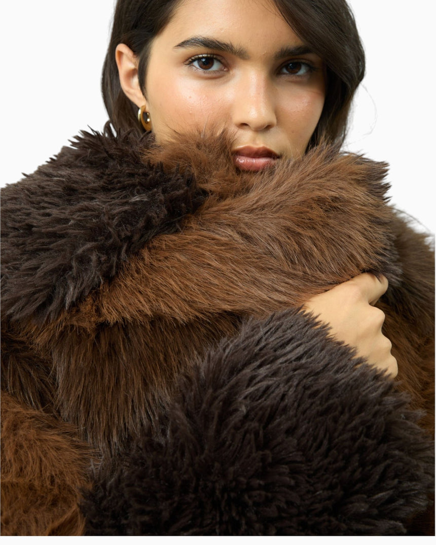 Hustle Fur Patchwork Women's Coat