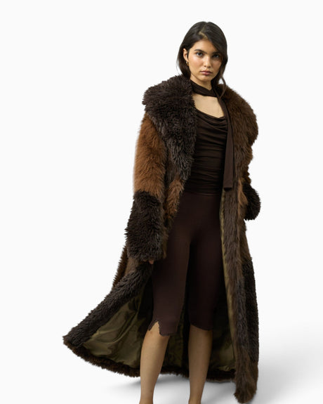 Hustle Fur Patchwork Women's Coat