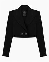 Knitology Cosmic Noir Crop Kadın Blazer Ceket Black