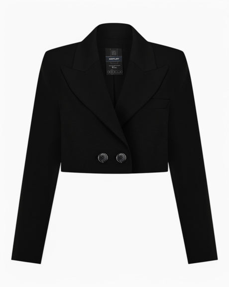 Knitology Cosmic Noir Crop Kadın Blazer Ceket Black