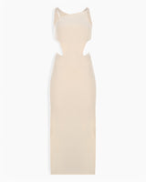 Knitology Swan-Inspired Asymmetric Elbise Beige