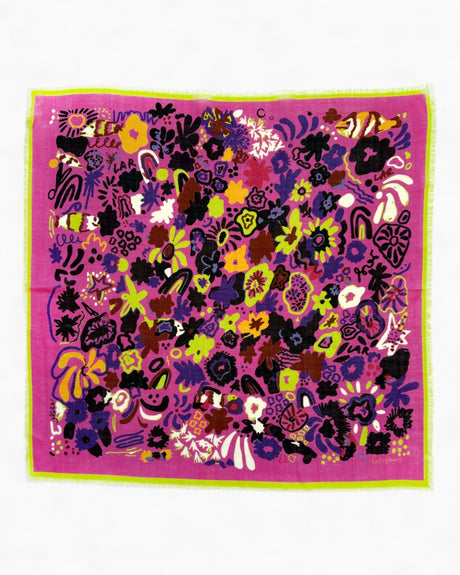 Lar Studio Les Fleurs Wool 130x130 Fular Pink