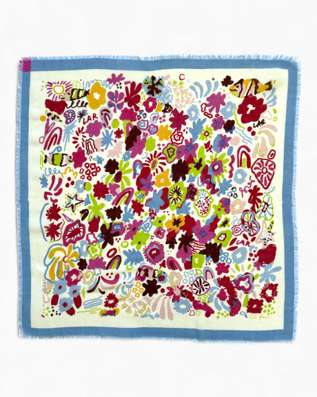 Lar Studio Les Fleurs Wool 130x130 Fular White