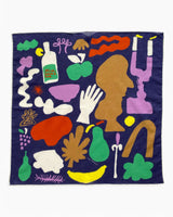 Lar Studio Olives And Wine Navy Bandana 53x53 Çok Renkli
