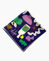 Lar Studio Olives And Wine Navy Bandana 53x53