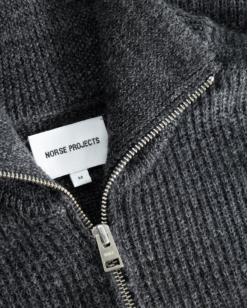 Hagen Wool Cotton Rib Full Zip Men's Jacket