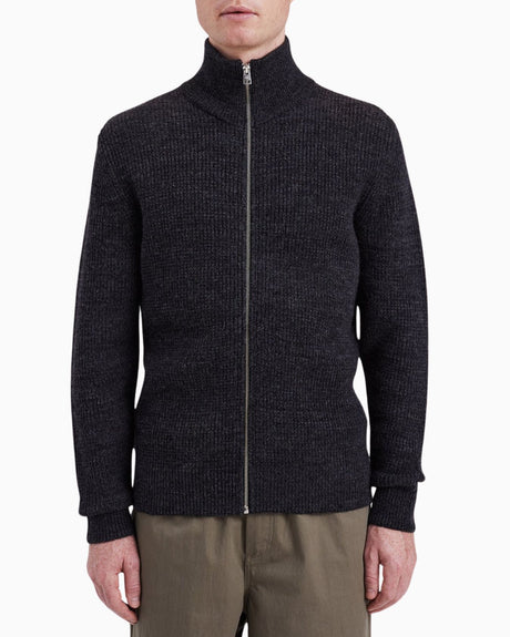 Hagen Wool Cotton Rib Full Zip Men's Jacket