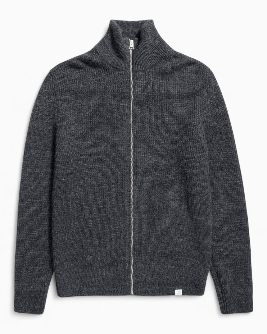Hagen Wool Cotton Rib Full Zip Men's Jacket