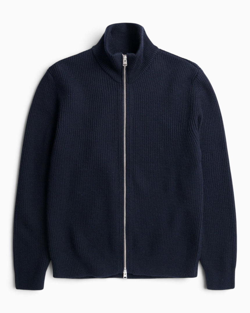 Hagen Wool Cotton Rib Full Zip Men's Jacket