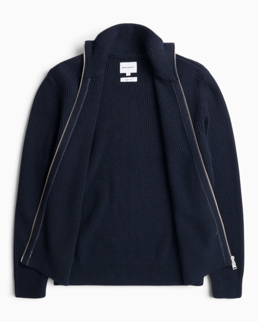 Hagen Wool Cotton Rib Full Zip Men's Jacket