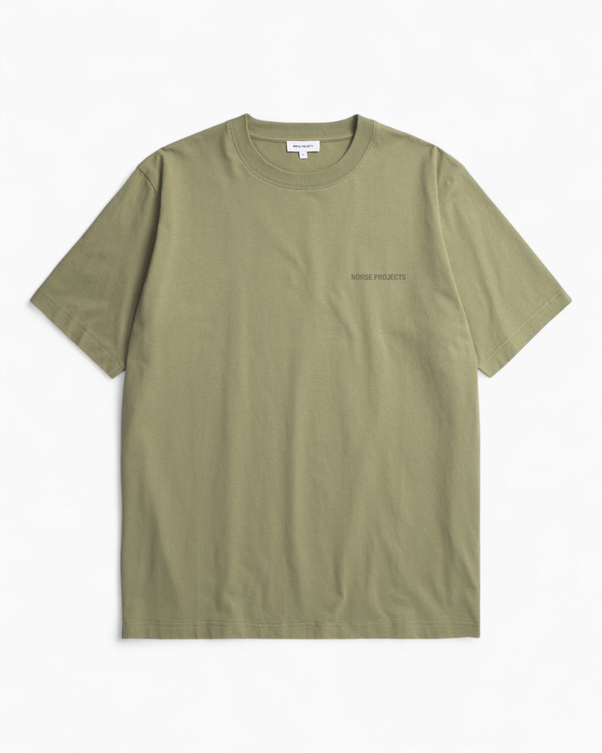 Norse Projects Johannes Organic NORSE Print Logo T-Shirt Moss Green