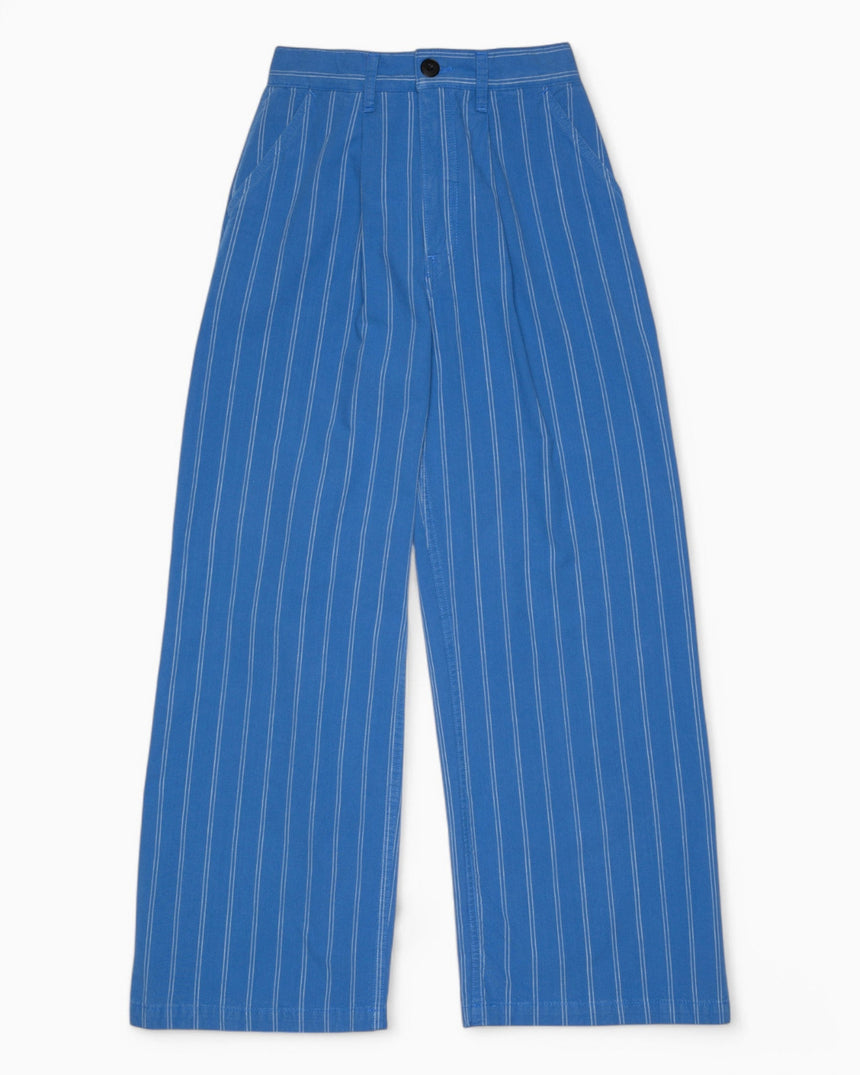 Nudie Jeans Gullan Striped Workwear Kadın Pantolon Blue/Off White