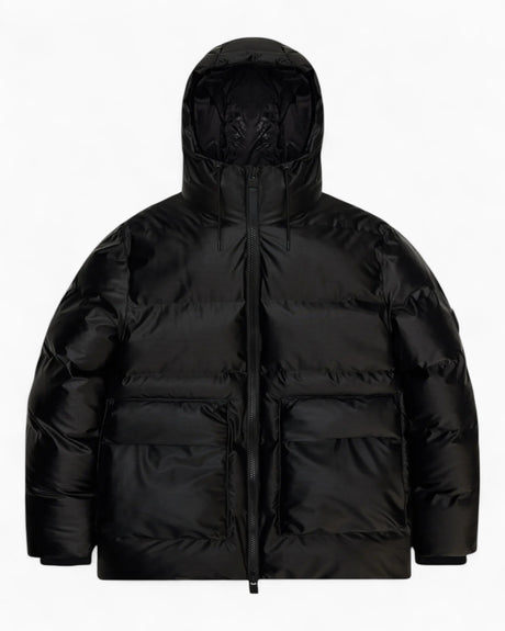 Rains Alta Puffer Cargo Jacket Black Grain
