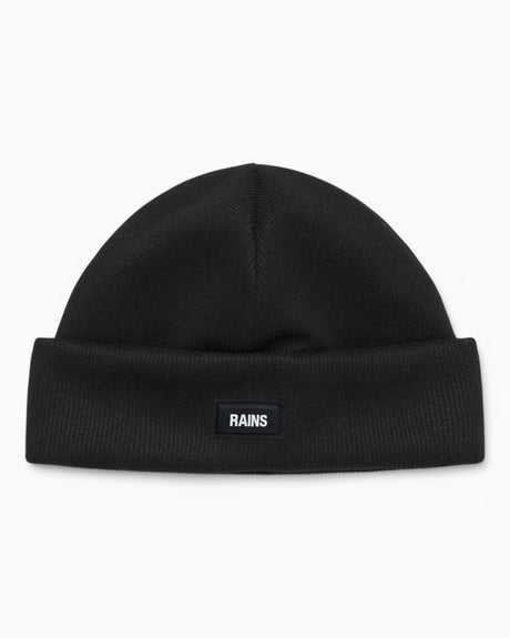 Rains Ribbed Fleece Beanie Black