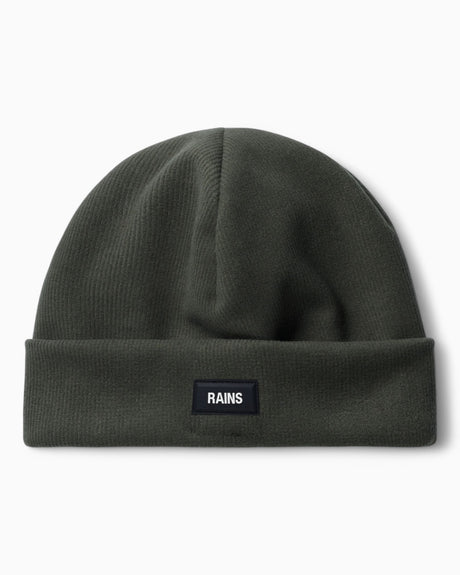 Rains Ribbed Fleece Beanie Green