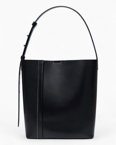 SAYÉS Large Tote Plissé Deri Kadın Çanta Black
