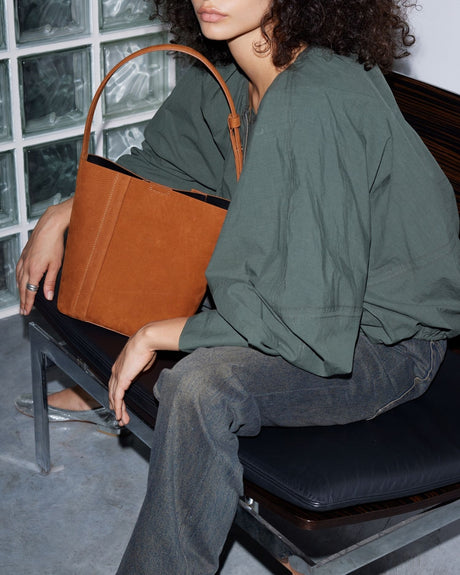 Medium Tote Plissé Nubuck Women's Shoulder Bag