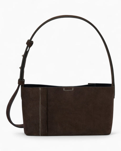 SAYÉS Small Tote Plissé Süet Kadın Çanta Dark Brown