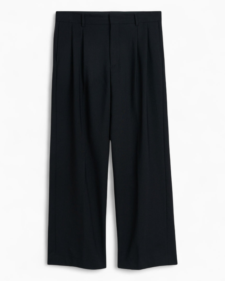Sunflower Wide Pleated Men's Trouser Black